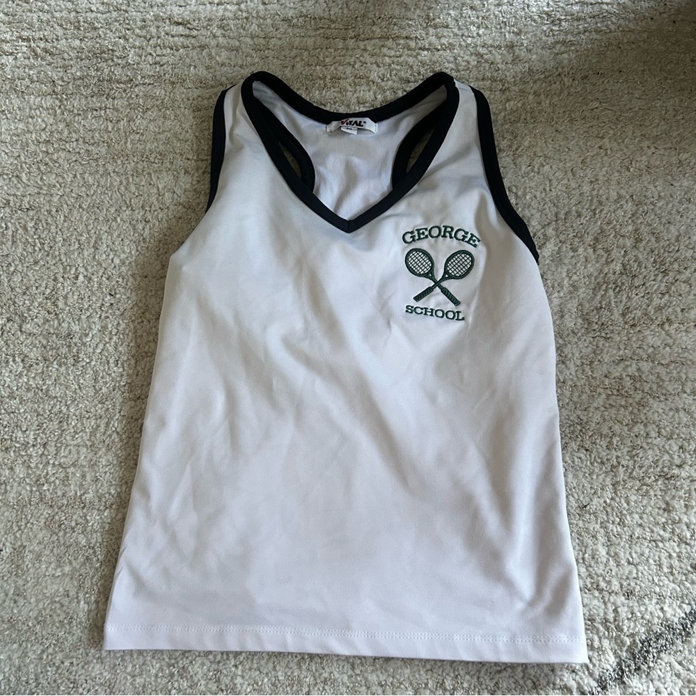 White Tennis Tank Top with black trim